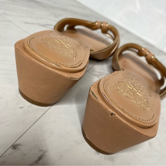 Vince Camuto Selaries Square Toe Tan Leather Heeled Sandal 7M - Picture 4 of 14
